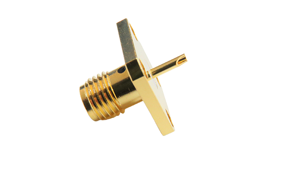 SMA ST. JACK CONNECTOR 4-HOLE FLANGE MOUNT FOR SOLDER POT CONTACT