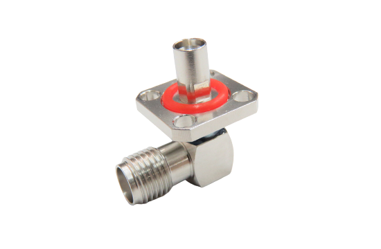 SMP R/A PLUG FULL DETENT TO SMA JACK 4-HOLE FLANGE ADAPTOR
