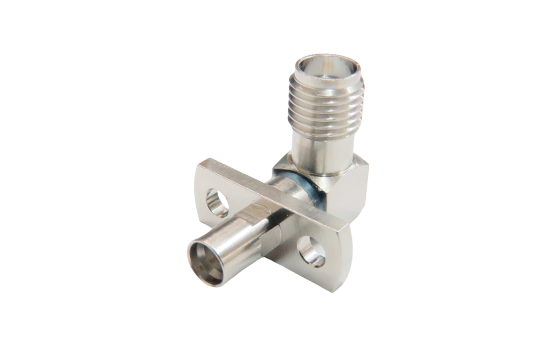SMP R/A PLUG FULL DETENT TO SMA JACK  2 HOLE FLANGE ADAPTER