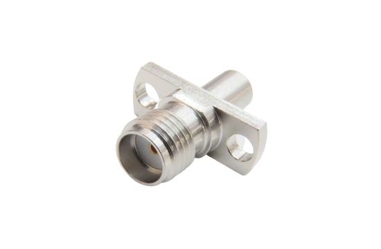 SMP ST. PLUG FULL DETENT TO SMA JACK 2 HOLE FLANGE MOUNT ADAPTER