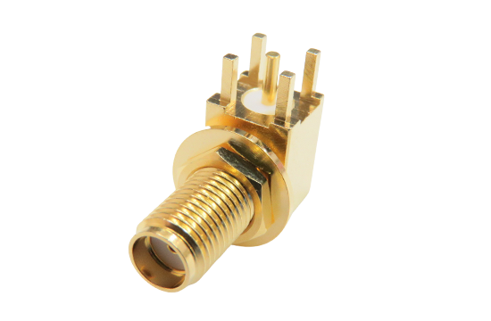 SMA R/A JACK CONNECTOR BULKHEAD PCB THRU HOLE MOUNT
