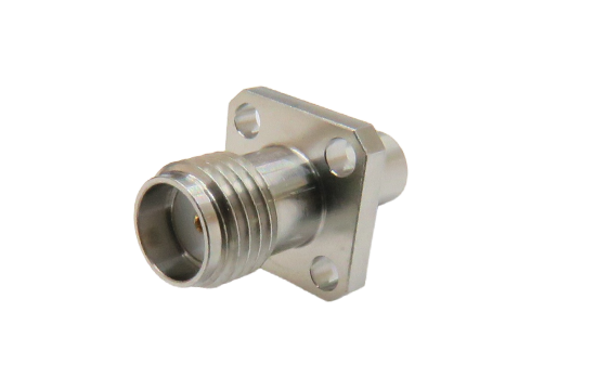 SMP ST. PLUG FULL DETENT TO SMA JACK 4 HOLE FLANGE MOUNT ADAPTER