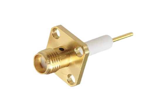 SMA母頭直式四孔法蘭連接器適用Ø.050 POST CONTACT