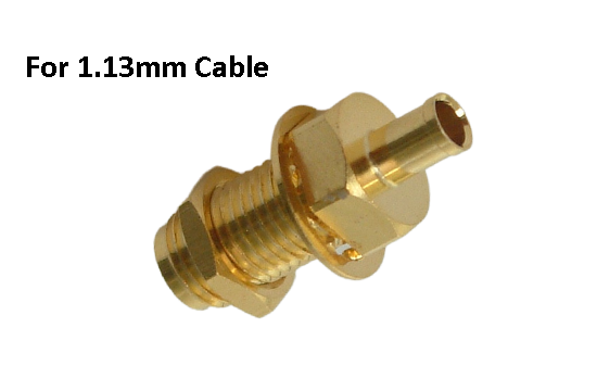 SMA ST. JACK CONNECTOR BULKHEAD CRIMP FOR 1.13mm CABLE