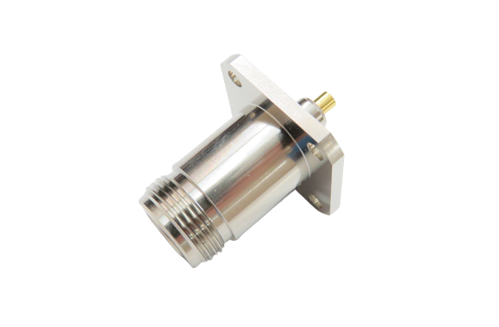 N ST. JACK CONNECTOR 4 HOLE FLANGE MOUNT SOLDER FOR .086/.085 SEMI RIGID CABLE
