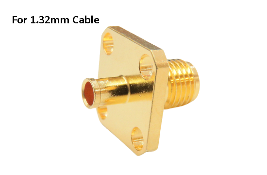 SMA ST. JACK CONNECTOR CRIMP 4 HOLE FLANGE MOUNT FOR 1.32mm CABLE