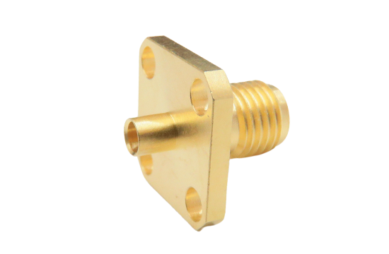 SMA ST. JACK CONNECTOR 4 HOLE FLANGE MOUNT SOLDER FOR .085/.086 SEMI RIGID CABLE