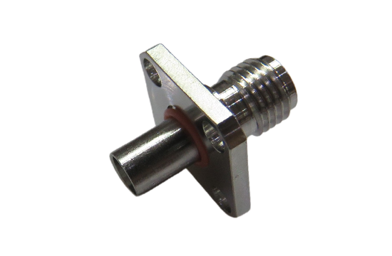 SMP ST. PLUG FULL DETENT TO SMA JACK 4 HOLE FLANGE MOUNT ADAPTER