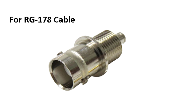 BNC ST. JACK CONNECTOR BULKHEAD CRIMP FOR RG-178 CABLE