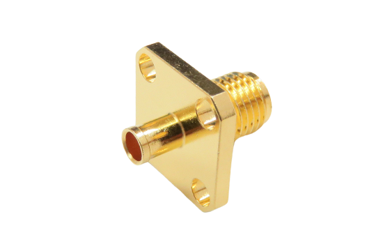 RPSMA ST. JACK CONNECTOR 4 HOLE FLANGE MOUNT CRIMP FOR 1.13mm CABLE
