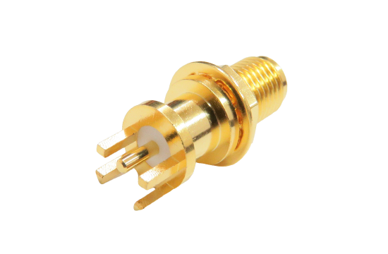 RPSMA ST. JACK CONNECTOR BULKHEAD PCB END LAUNCH FOR ø.050  POST CONTACT