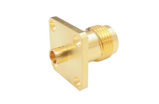 TNC ST. JACK CONNECTOR 4 HOLE FLANGE  MOUNT SOLDER FOR .141 SEMI RIGID CABLE