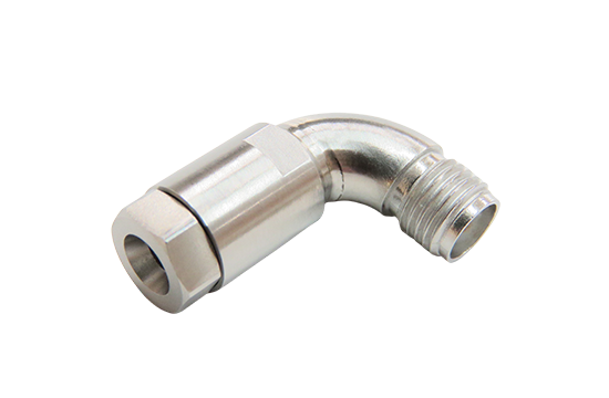 SMA RADIUS R/A JACK CONNECTOR CLAMP FOR .141 SEMI RIGID CABLE
