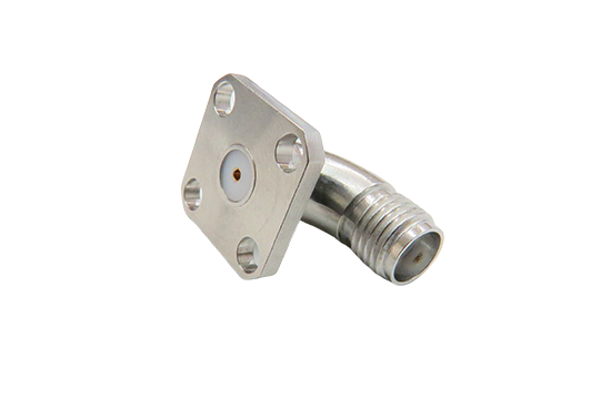 SMA JACK RADIUS R/A 4-HOLE FLANGE MOUNT FIELD REPLACEABLE FOR ACCEPTS  Ø.036 PIN