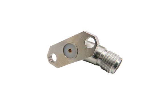 SMA JACK RADIUS R/A -45˚ 2-HOLE FLANGE MOUNT FIELD REPLACEABLE FOR ACCEPTS  Ø.030 PIN