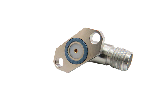 SMA JACK RADIUS R/A -45˚ 2-HOLE FLANGE MOUNT FIELD REPLACEABLE WITH EMI GASKET FOR ACCEPTS  Ø.030 PIN