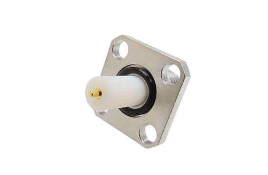 SMA ST. PLUG CONNECTOR 4 HOLE FLANGE MOUNT FOR ø .028  POST CONTACT