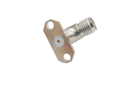 SMA JACK RADIUS R/A 90˚ 2-HOLE FLANGE MOUNT FIELD REPLACEABLE FOR ACCEPTS  Ø.015 PIN